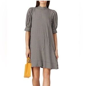 Ganni Black and White Checkered Mini Dress